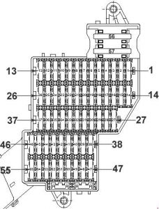 Volkswagen Toured - fuse box diagram - fuse assignment in fuse box, left dash panel