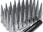 White Knight Chrome M14x1.50 1-Pc Spline Spike Lug Nuts